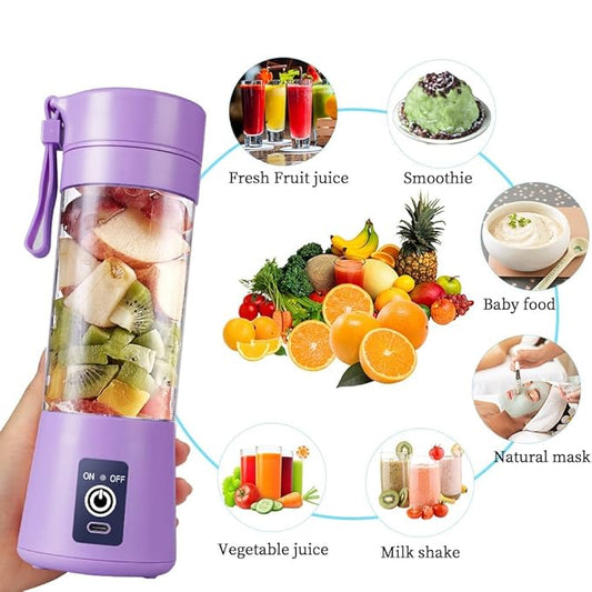 6-Blade Portable USB Rechargeable Juicer Bottle – Powerful Personal Blender for Smoothies, Shakes & Travel