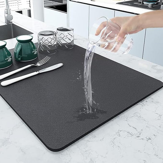 2-Piece Kitchen Drying Mat – Memory Foam Anti-Slip Sink & Countertop Mat for Utensils & Dishes