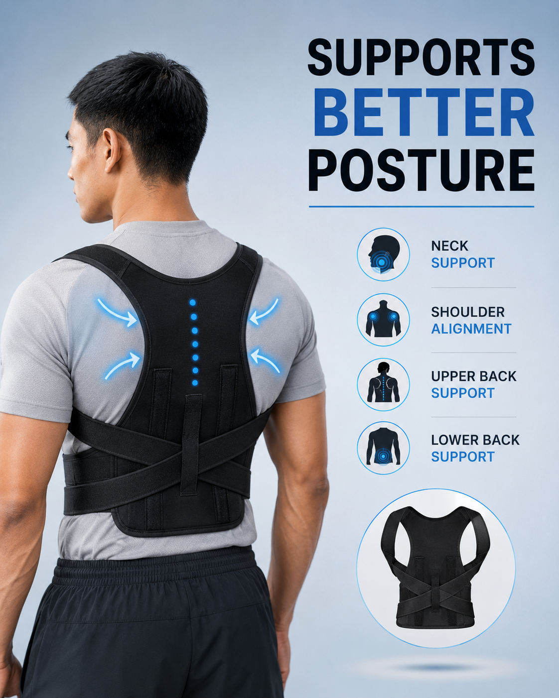 Posture Corrector Belt for Men and Women (All body types) Breathable and Adjustable