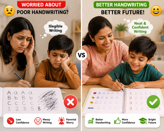 Magic Reuseable Handwriting Practice Copy Book for Kids (Pack of 4 Books+10 Refills+1 Pen+1 Grip)
