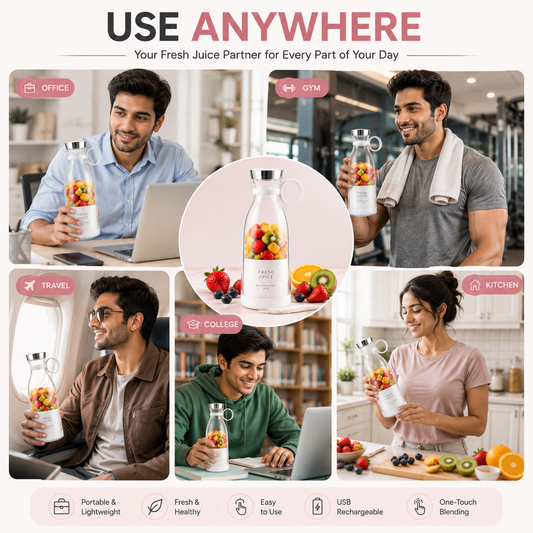 Premium Aesthetic Electric Cordless Portable Juicer | Healthy Smoothies in 20 seconds for GYM lovers, college students, Women & Men