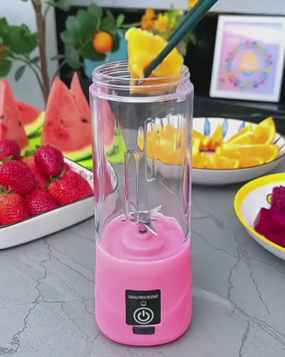 6 Blades Portable USB Rechargeable Juicer Bottle | Powerful Cordless Personal Blender for Smoothies, Shakes & Travel