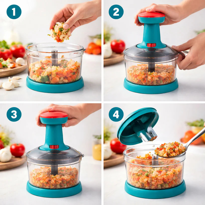 Manual Push Chopper – Hand Press Vegetable Cutter for Quick, Easy & Mess-Free Food Preparation